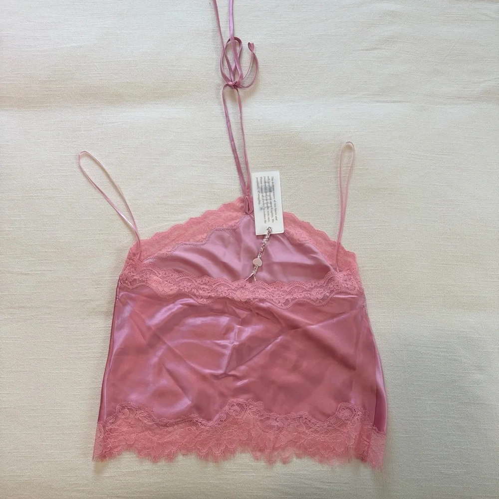 NWT. LoveShackFancy pink Rivier satin halterneck Top - Picture 6 of 12